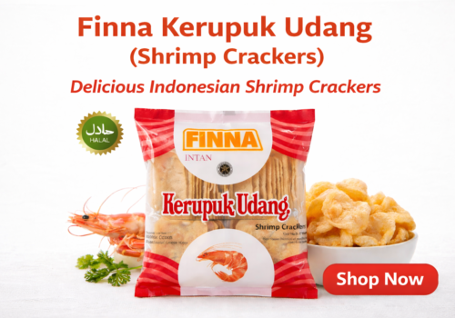 Finna shrimp crackers Indonesian snack crispy kerupuk udang with halal logo