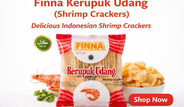 Finna shrimp crackers Indonesian snack crispy kerupuk udang with halal logo