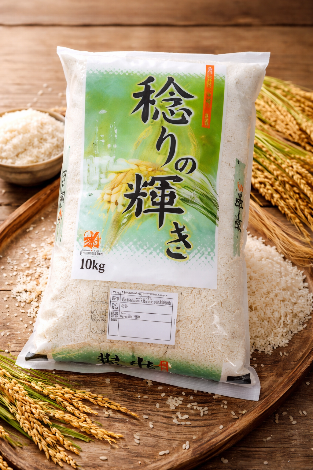 Premium Japanese Rice 10kg bag with clear packaging and Japanese labeling