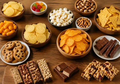 Variety of halal snacks from Aahalal Foods online store displayed in a neat arrangement