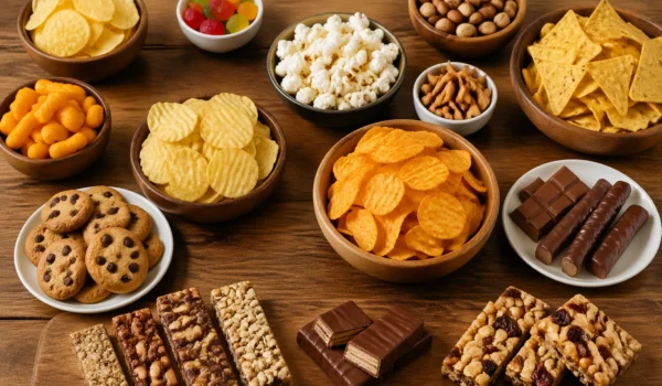Variety of halal snacks from Aahalal Foods online store displayed in a neat arrangement