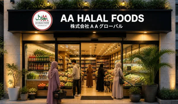 AA Halal Food store exterior in Chiba Japan