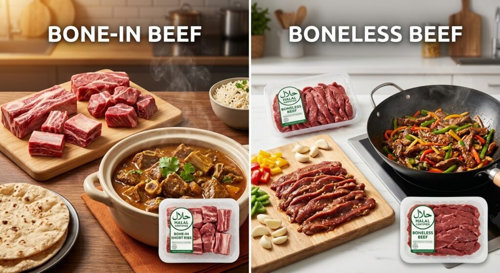 Bone-in vs Boneless Halal Beef