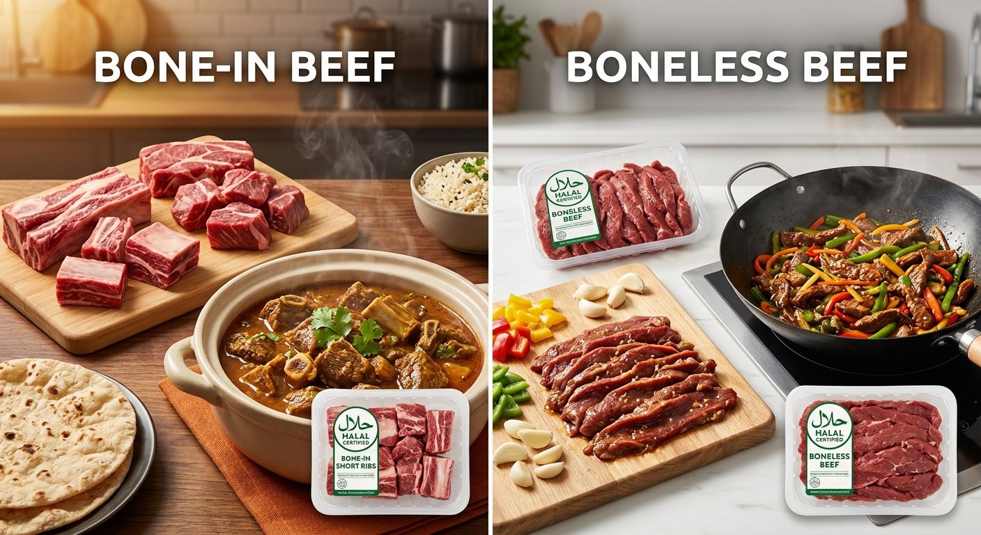 Bone-in vs Boneless Halal Beef